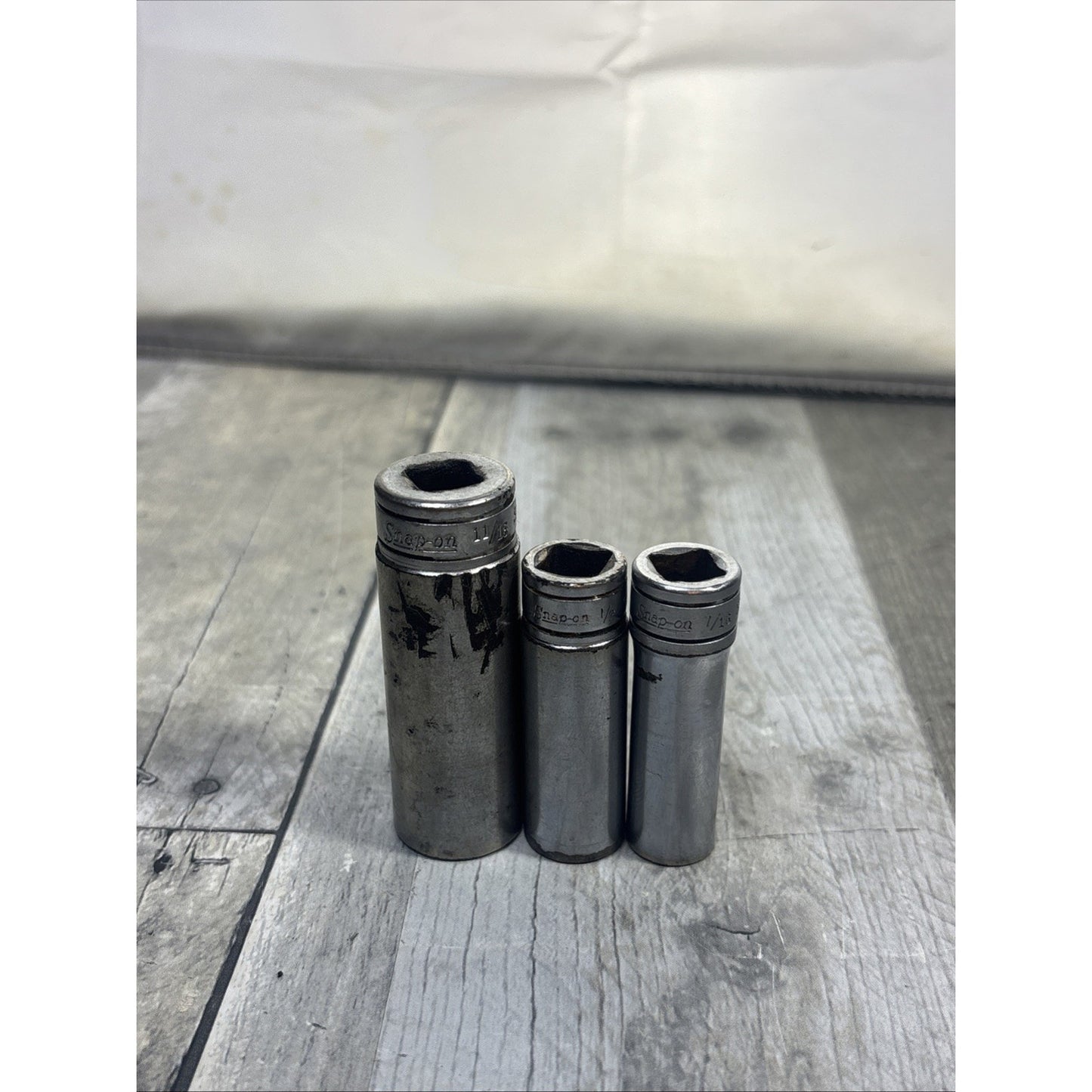 Snap-On Deep Sockets SAE 11/16 1/2 7/16 , 3/8 Drive - SFS 221 161 141