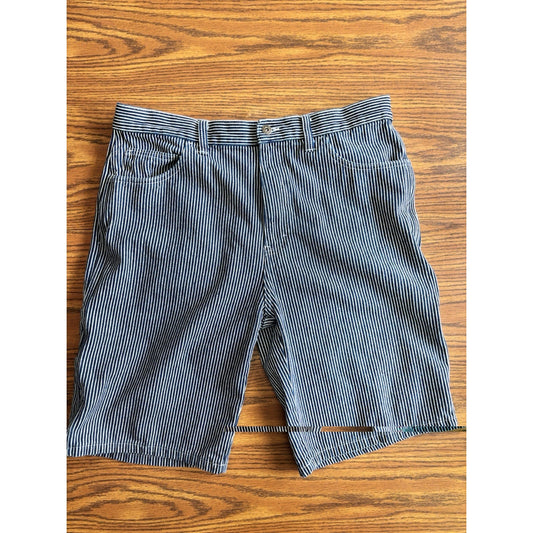 Dickies Hickory Stripe Shorts Men's Size 36 Indigo Railroad Workwear Thick