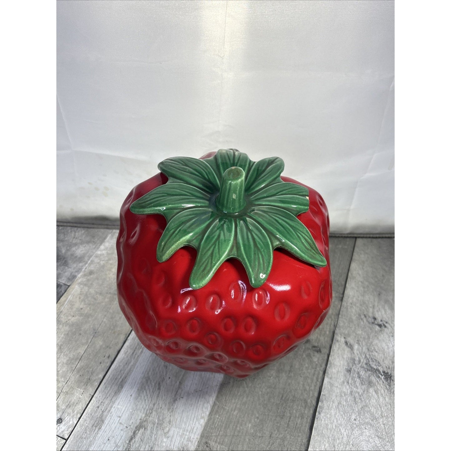 Vintage McCoy Strawberry Ceramic Cookie Jar W/ Lid # 263 USA (FLAWS SEE DESC.)
