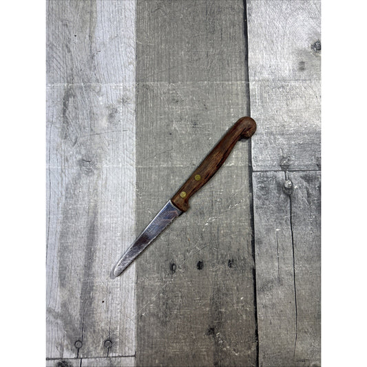 Vintage Ekco Eterna Stainless Steel Serrated Knife Wood Handle USA 9 3/4 Inch