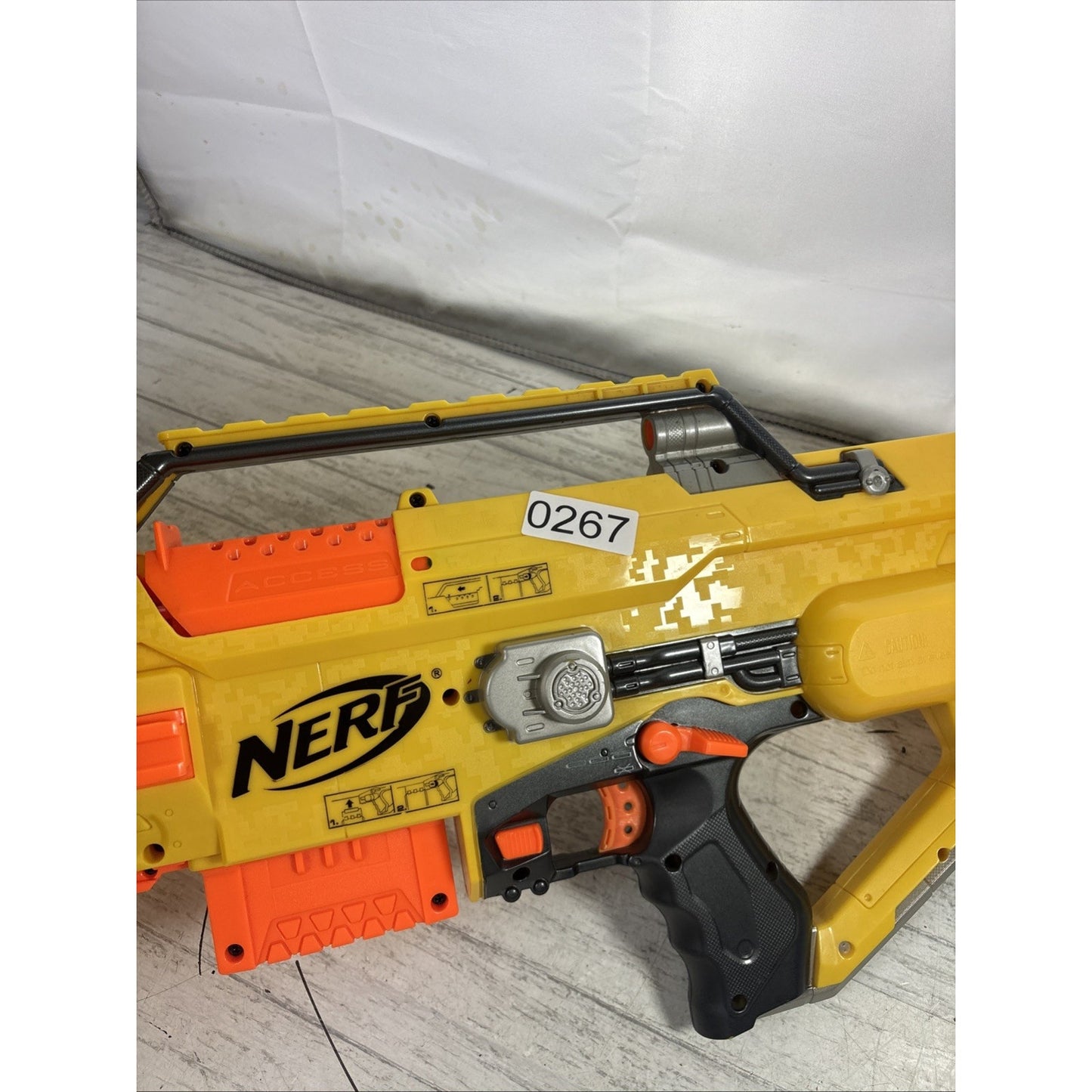 Nerf Stampede ECS N-Strike Battle Blaster Automatic Yellow Works Great