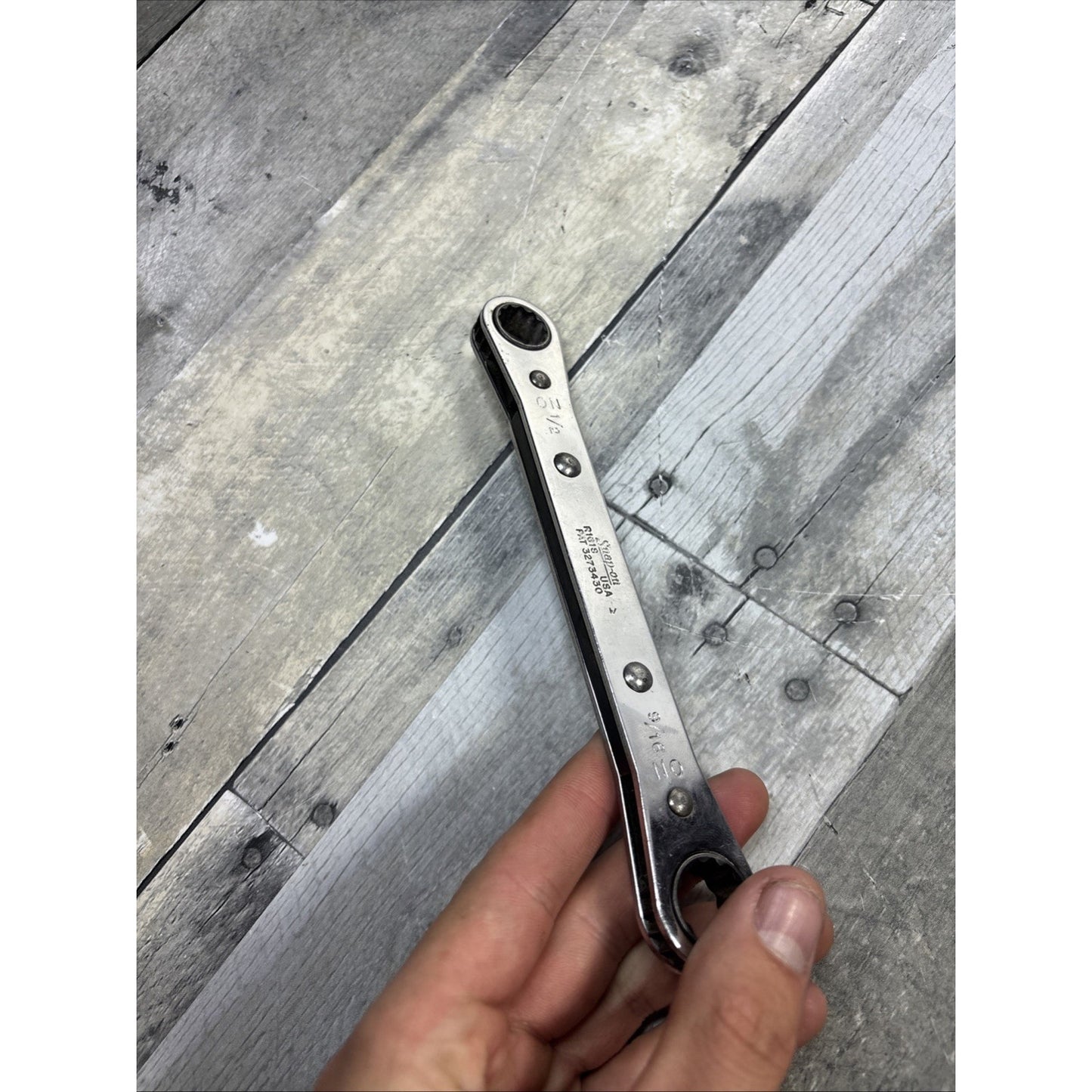 SNAP.ON spanner ratcheting wrench 1/2" & 9/16" 12. point sided R1618 0610