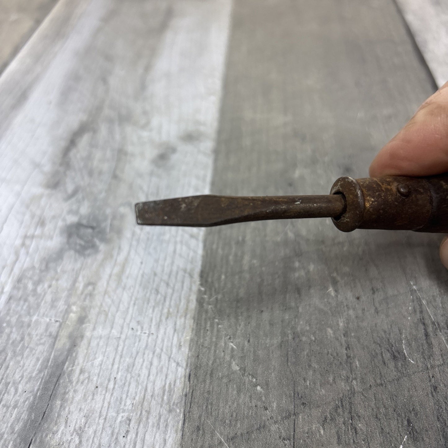 Vintage Wood Handle Flathead Screwdriver Slotted Cabinetmaker Tool Strike Cap