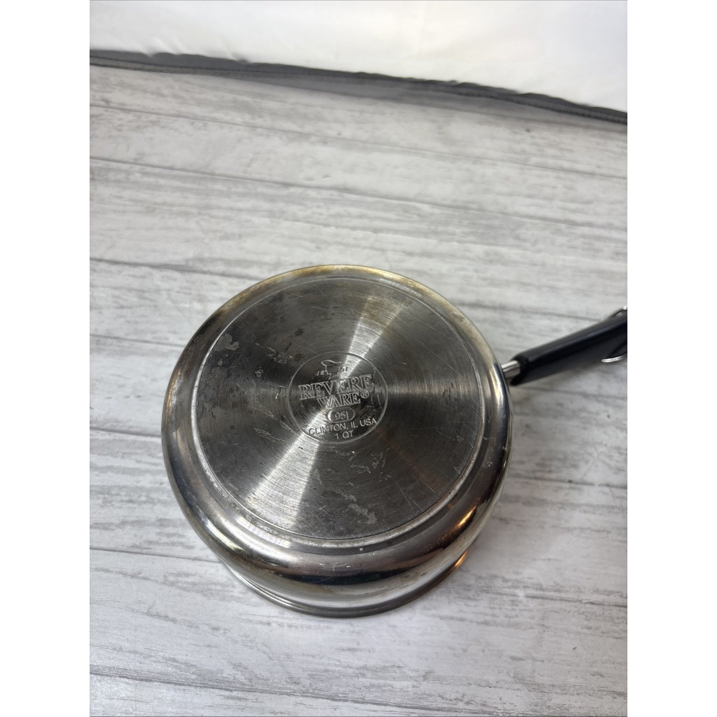 Revere Ware Stainless Tri Ply Disc Clad Bottom 1 QT Saucepan Lid Clinton IL USA
