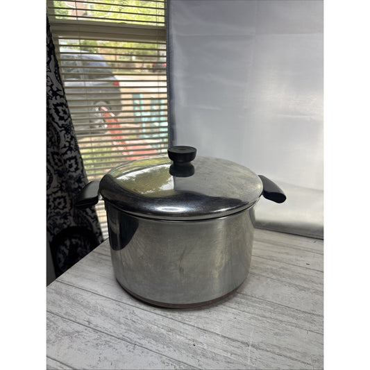 Revere Ware 1801 Copper Bottom 4 1/2 Qt Quart Stock Pot/ Dutch Oven w Lid