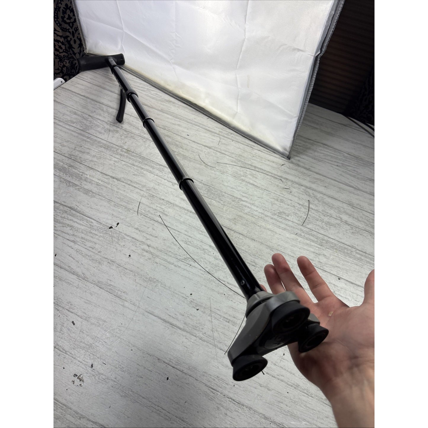 HurryCane Collapsable, Adjustable, Black, T-Handle, 3Point Base, All-Terrain NOB