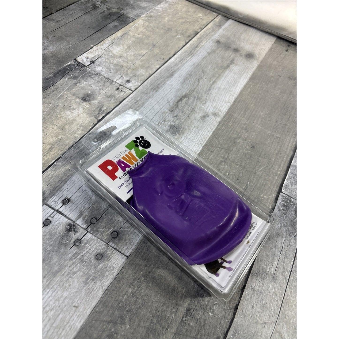 PawZ Dog Boots~Waterproof Rubber Paws Protectors~Disposable-Reusable Lg Purple
