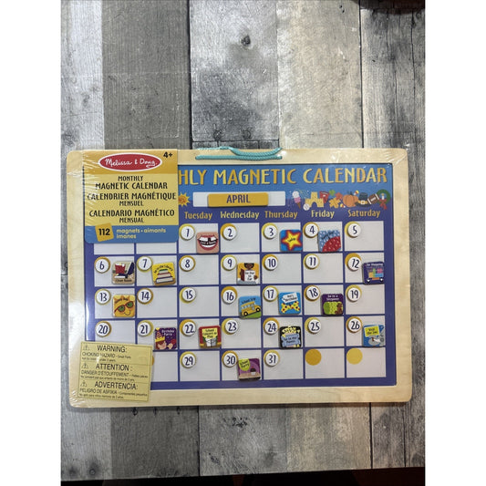 Melissa & Doug Monthly Magnetic Calendar 112 Magnets Wooden - New Sealed