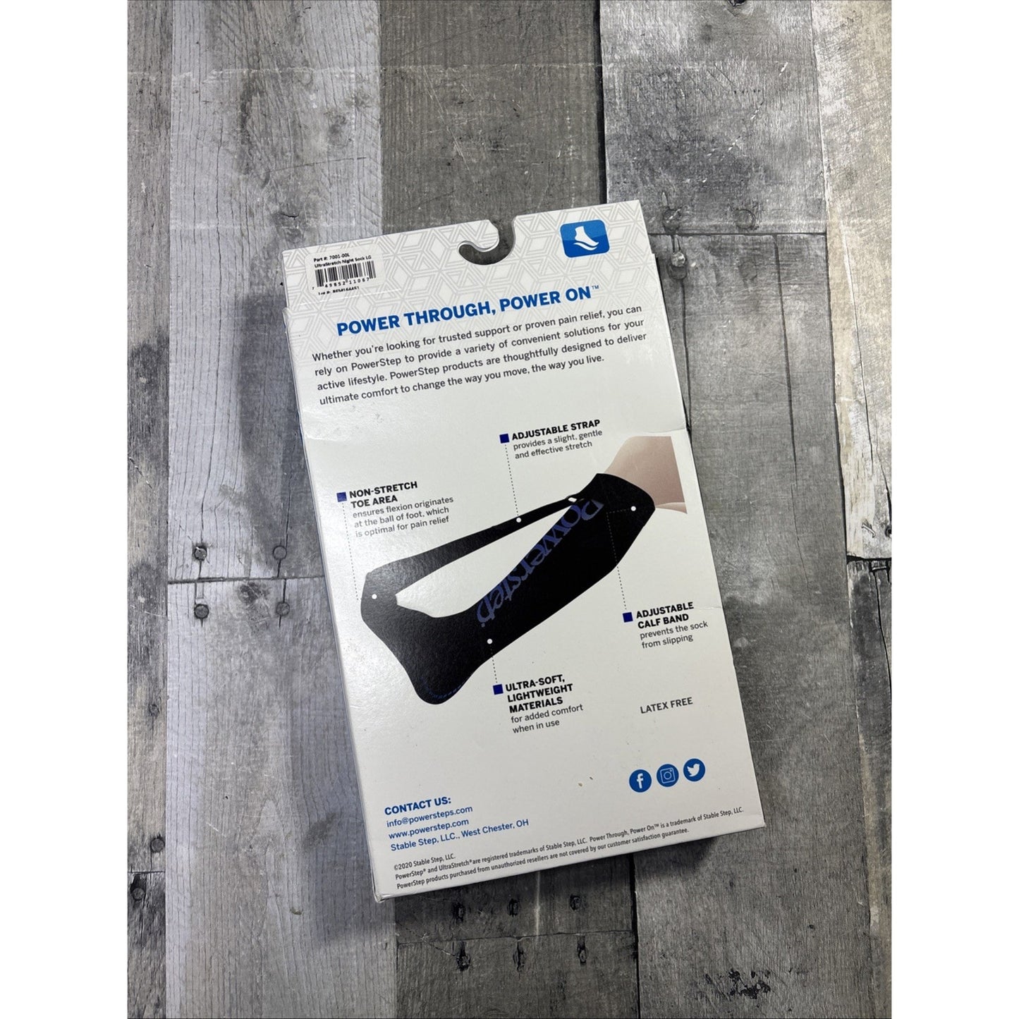 Powerstep Ultrastretch Night Sock (16” - 21” Calf Size) Plantar Fasciitis Relief