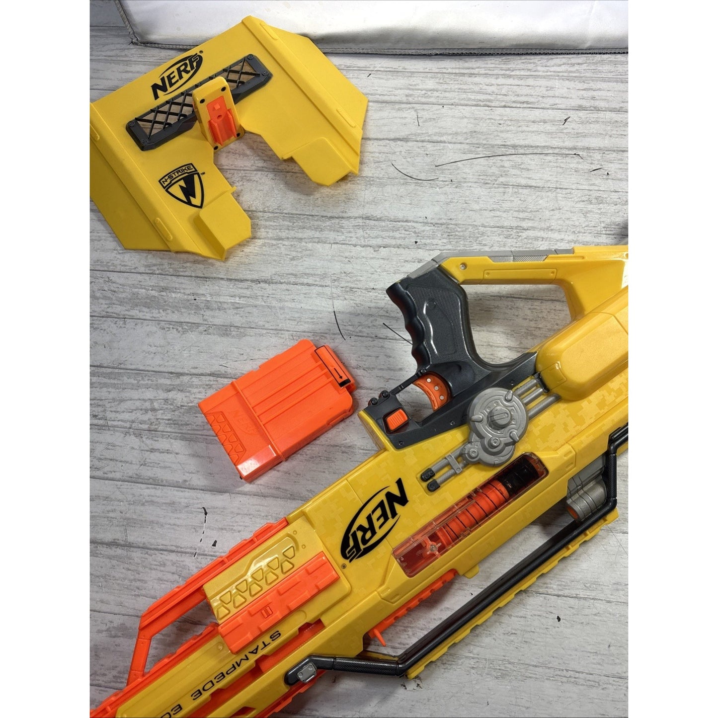 Nerf Stampede ECS N-Strike Battle Blaster Automatic Yellow Works Great
