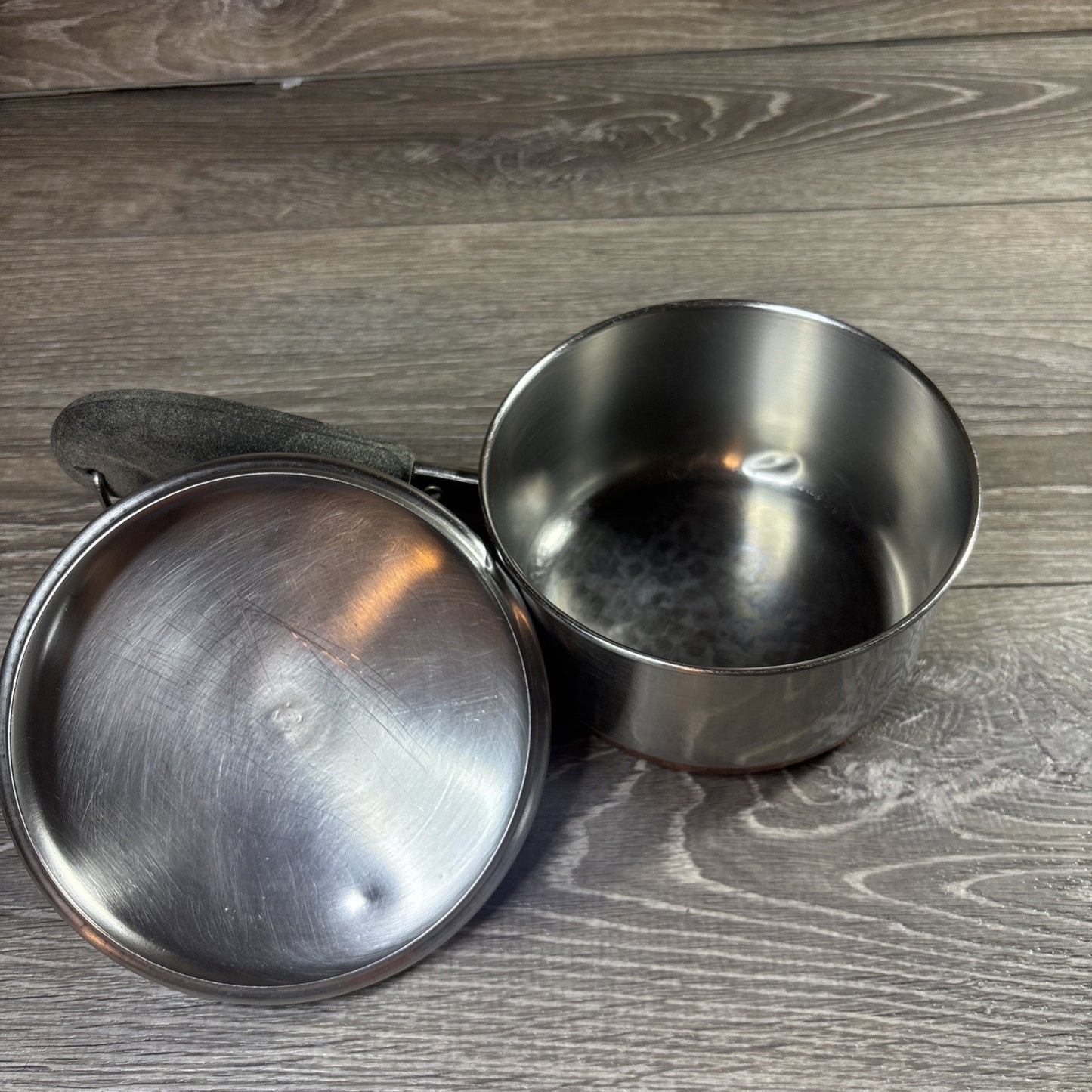 Revere Ware 1 qt 1801 Copper Bottom Pot Saucepan with Lid 95 J Made In USA