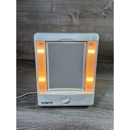 Vintage Conair Lighted Makeup Mirror Model TM8LX3N Adjustable Stand Dual Sided