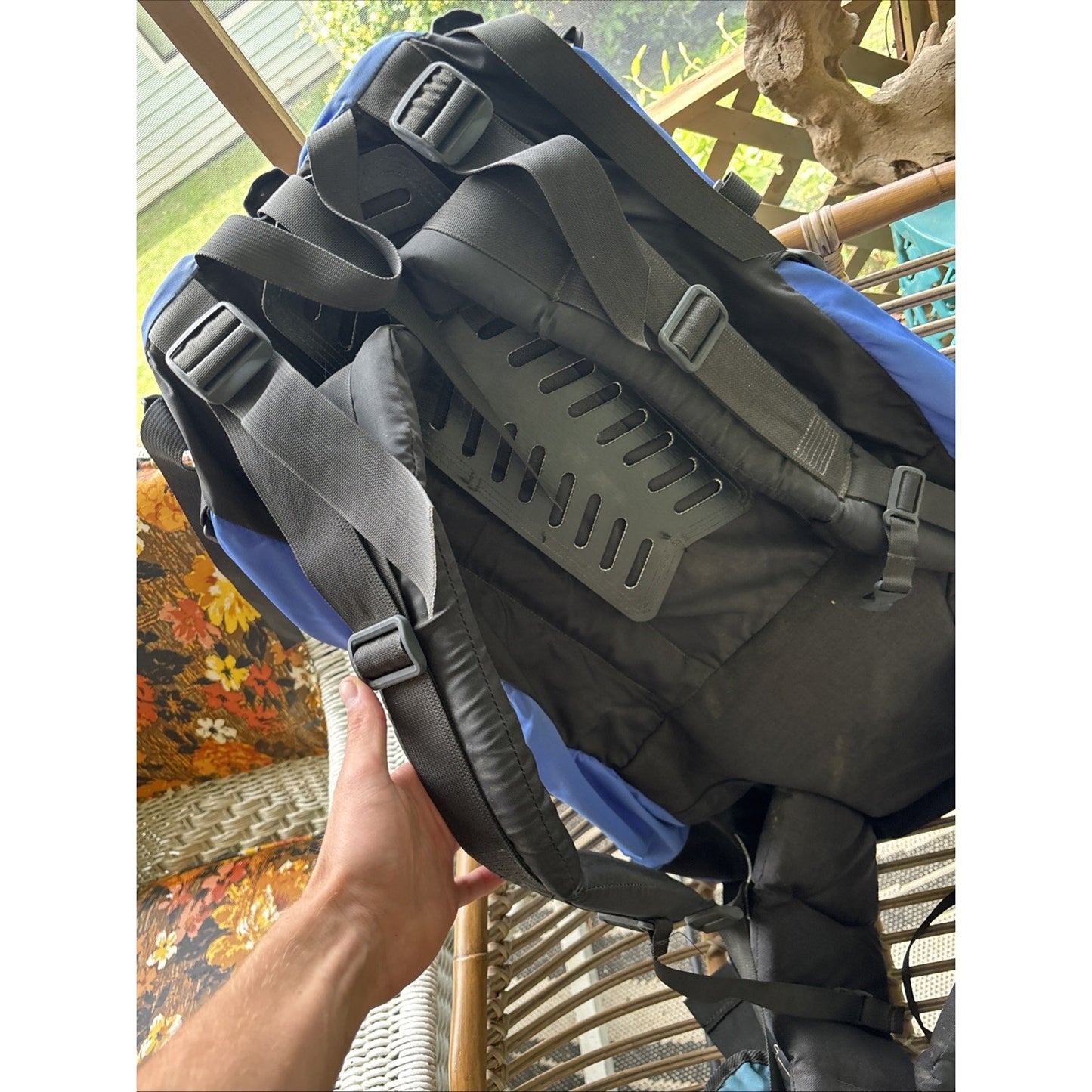 VTG 90's MEI Nylon Heavyweight Hiking Canvas Backpack Carry On Backpack Blue USA