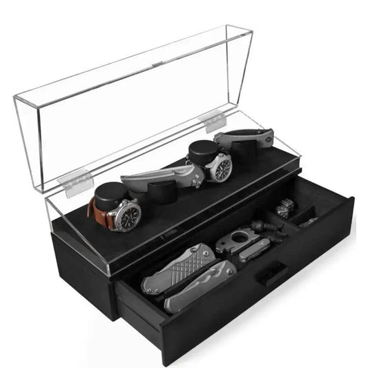 Holme & Hadfield Knife & Watch Display Case Organizer - The Combo Deck - Black