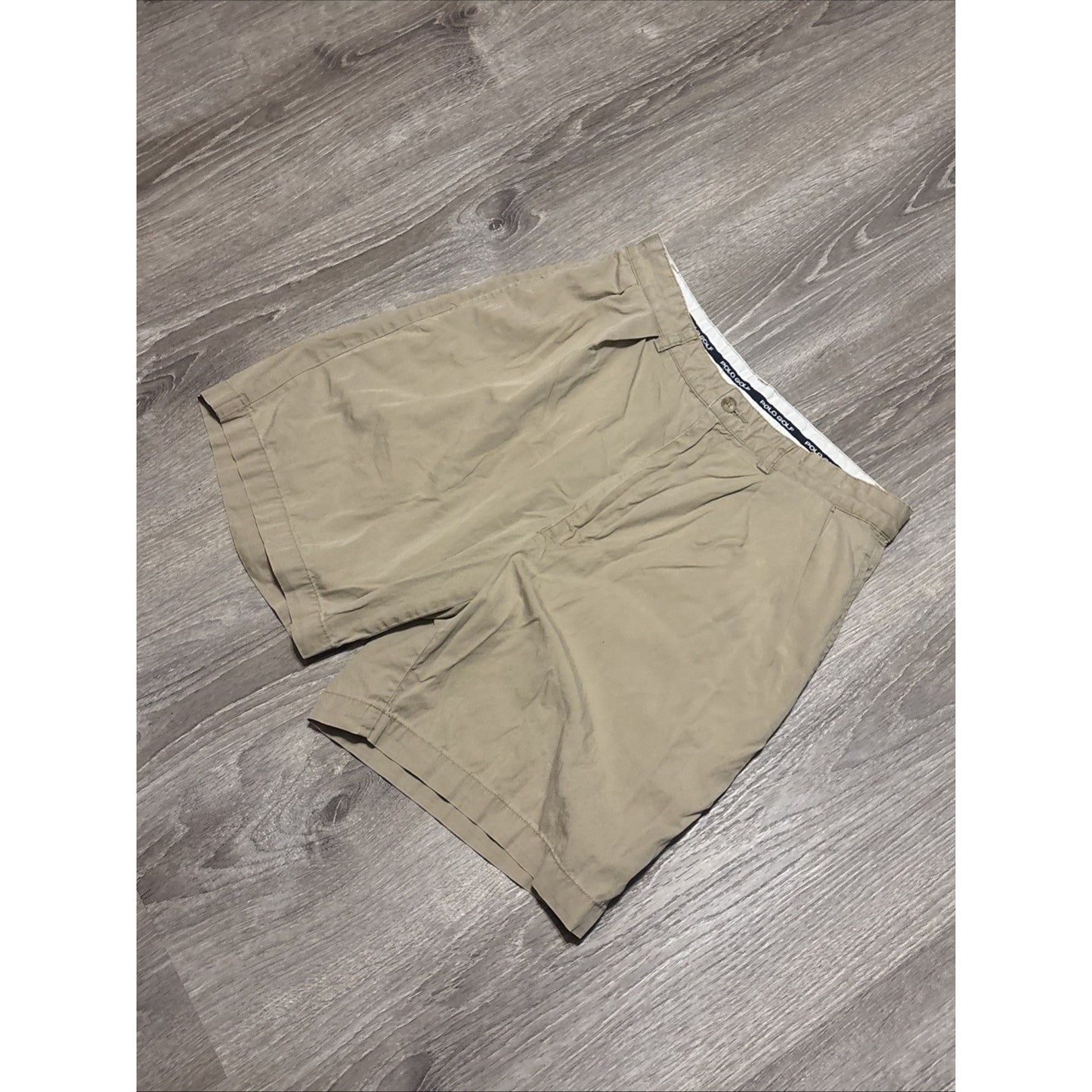 Polo Golf Ralph Lauren Shorts Mens 42 Ivory Pleated 100% Cotton Golfer