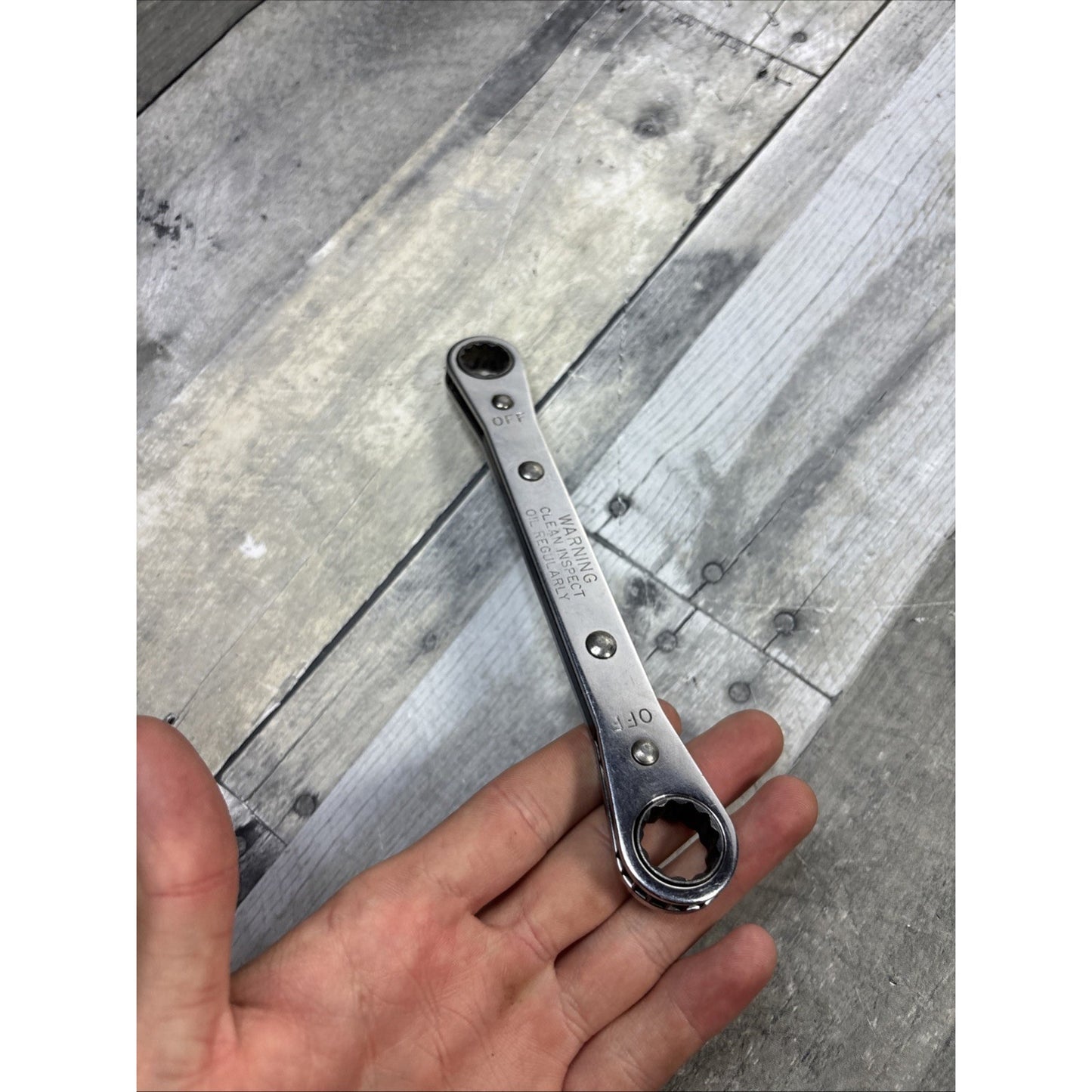 SNAP.ON spanner ratcheting wrench 1/2" & 9/16" 12. point sided R1618 0610
