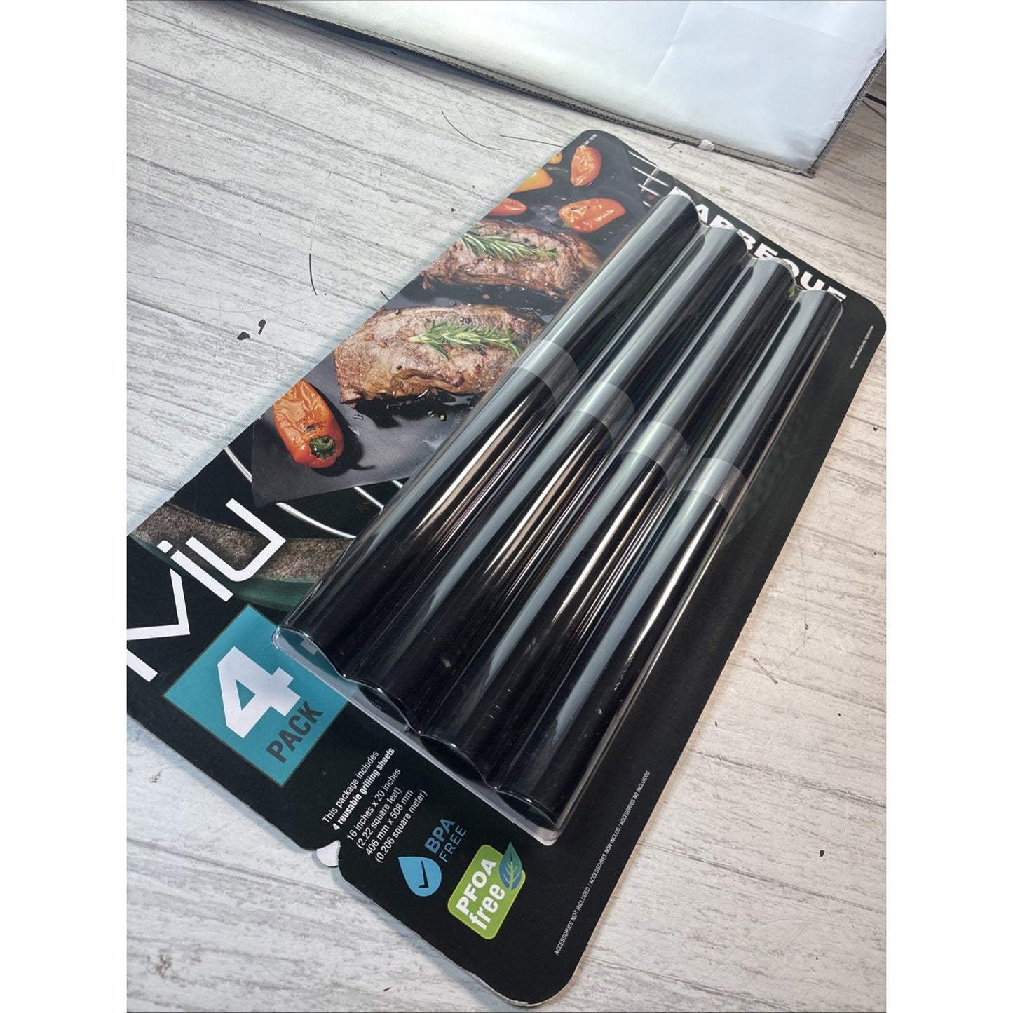 MIU Silicone Barbecue Grill Mats PBA Free Set Of 4 - New Sealed