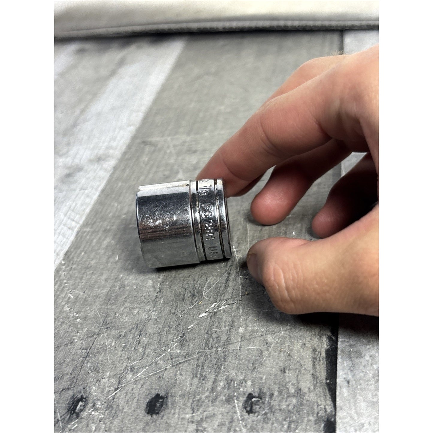 Snap On Tools FS281 3/8 Dr 6Pt SAE 7/8 Flank Dr Shallow Chrome Socket USA VTG