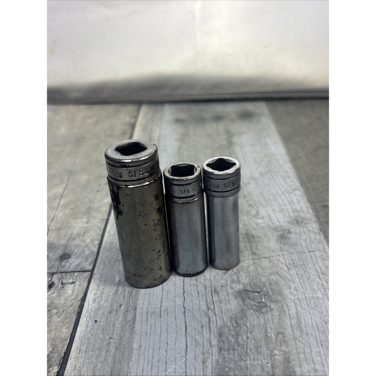 Snap-On Deep Sockets SAE 11/16 1/2 7/16 , 3/8 Drive - SFS 221 161 141