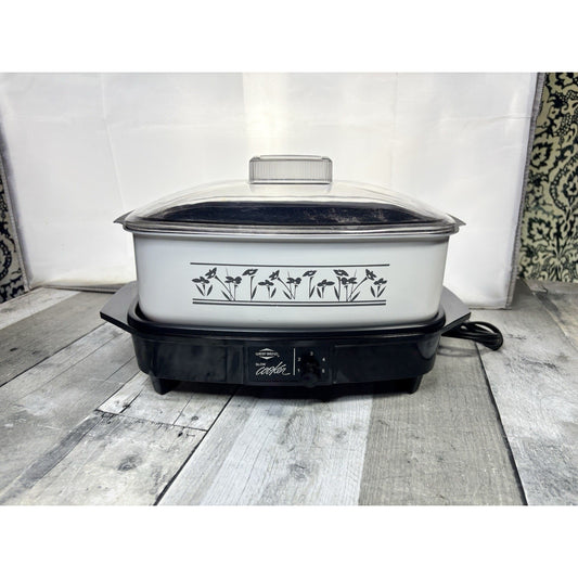 Vtg West Bend Model 4 Quart Slow Cooker Plastic Lid flowers With Cord Tested