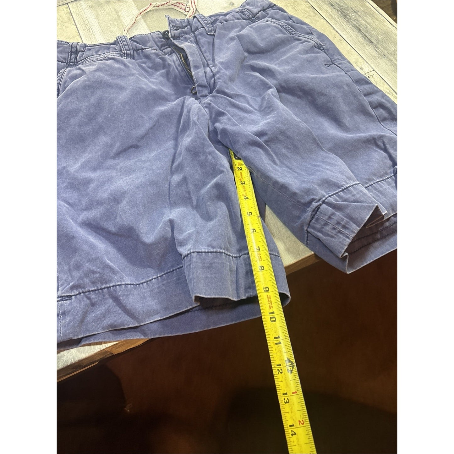 Vintage Polo Ralph Lauren Shorts Mens 32 Blue Chino Cotton Distress Drawstring