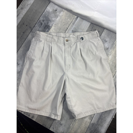 ⁠Vintage Duck Head Pleated Chino Shorts Mens Size 38 Khaki Tan 90s Cotton Preppy