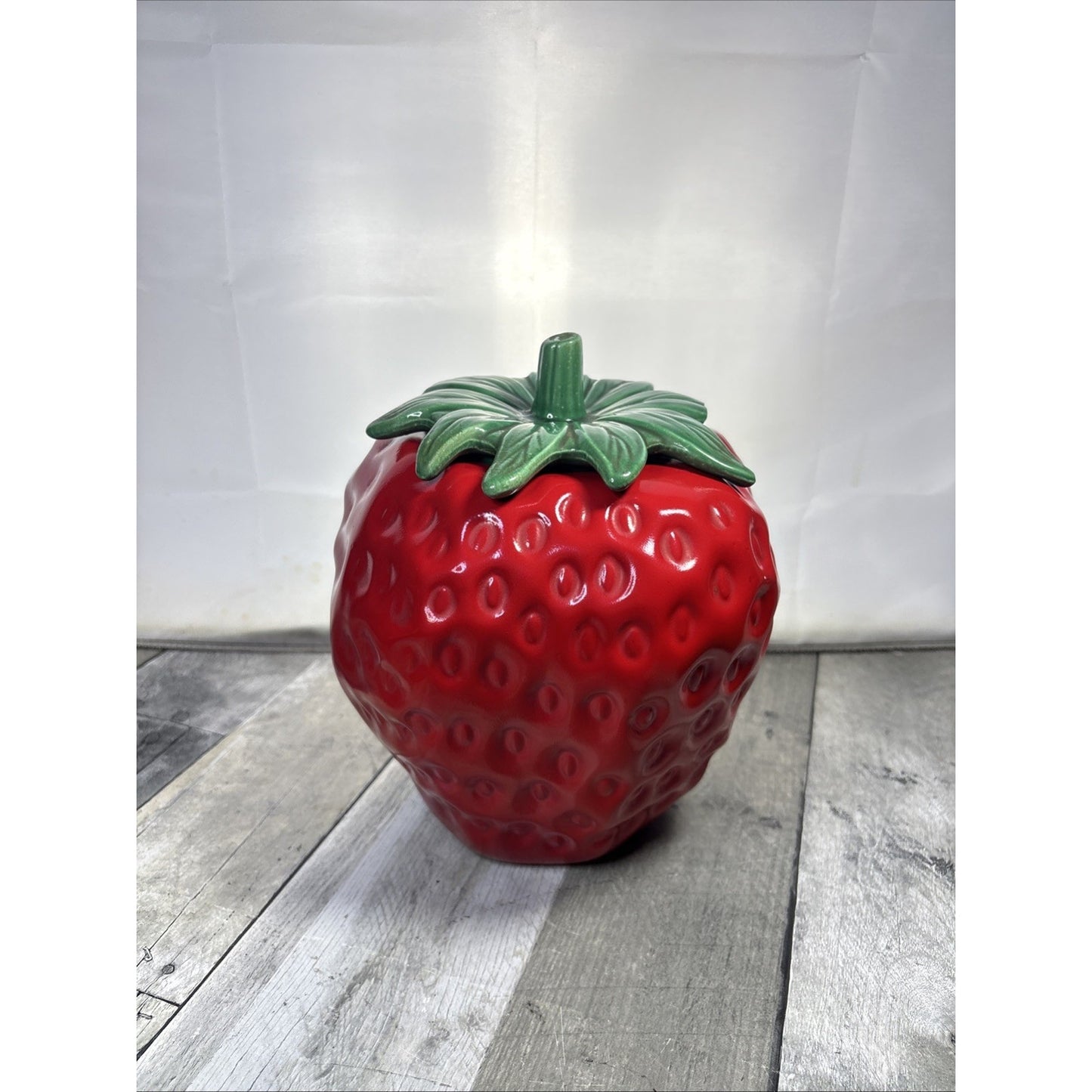 Vintage McCoy Strawberry Ceramic Cookie Jar W/ Lid # 263 USA (FLAWS SEE DESC.)