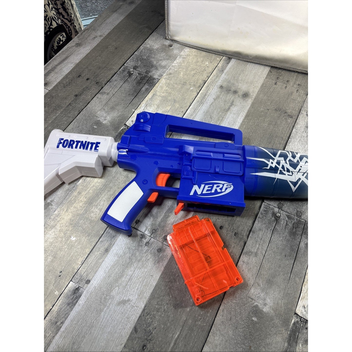 NERF Fortnite Blue Shock Dart Blaster Motorized W/ Clip