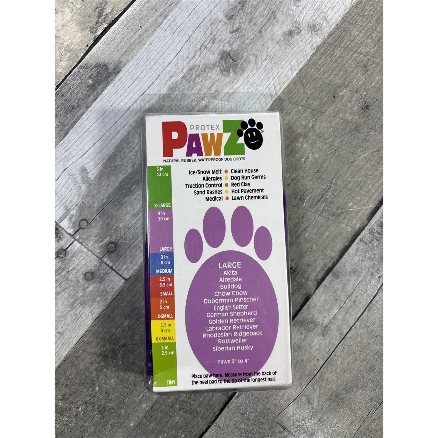 PawZ Dog Boots~Waterproof Rubber Paws Protectors~Disposable-Reusable Lg Purple