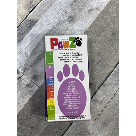 PawZ Dog Boots~Waterproof Rubber Paws Protectors~Disposable-Reusable Lg Purple