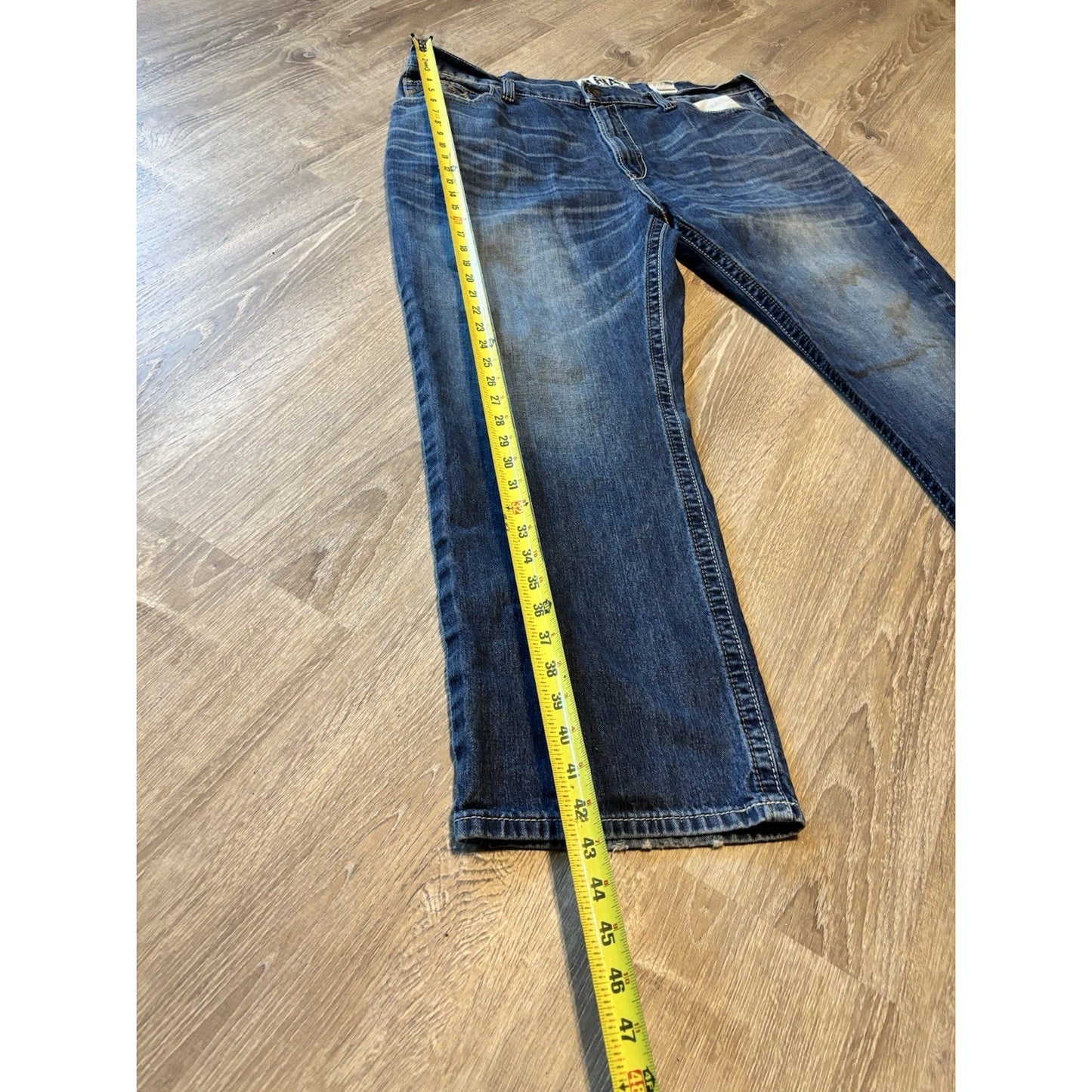 Ariat FR M4 Bootcut Low Rise Med Wash Blue Denim Cotton Jeans Mens 34x32 Flame