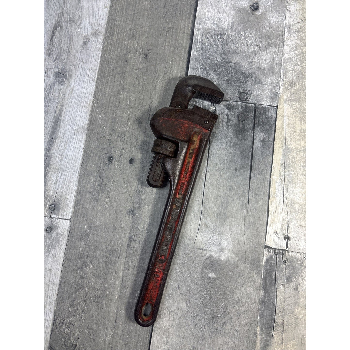 Vintage RIGID 10" inch Pipe Wrench The Ridge Tool Co Elyria Made In USA