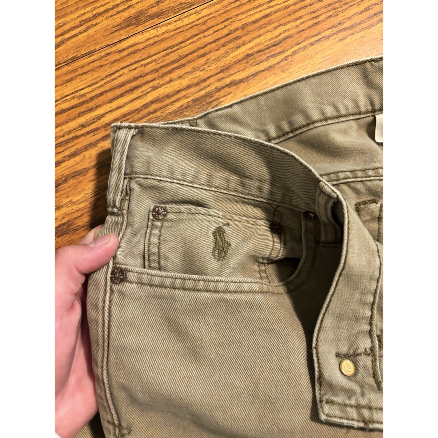 Polo Ralph Lauren Mens Classic 867 Jeans Beige Brown 100% Cotton 38x30 Preppy