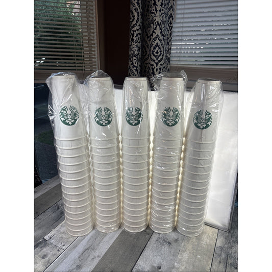 STARBUCKS Disposable PAPER CUPS 24 Oz Venti Large - 5 Sleeves (75 Cups) Sealed