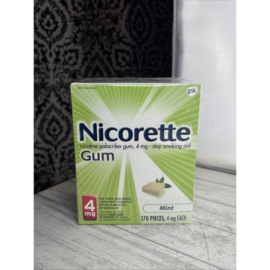 Nicorette Nicotine Gum 4mg, Mint, 170 Pieces EXPIRED 08/2024 NEW SEALED