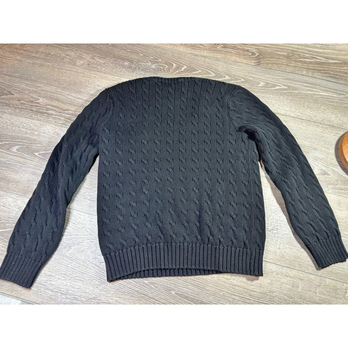 Ralph Lauren Sport V-Neck Cable Knit Sweater Women’s Sz XL Black Cotton