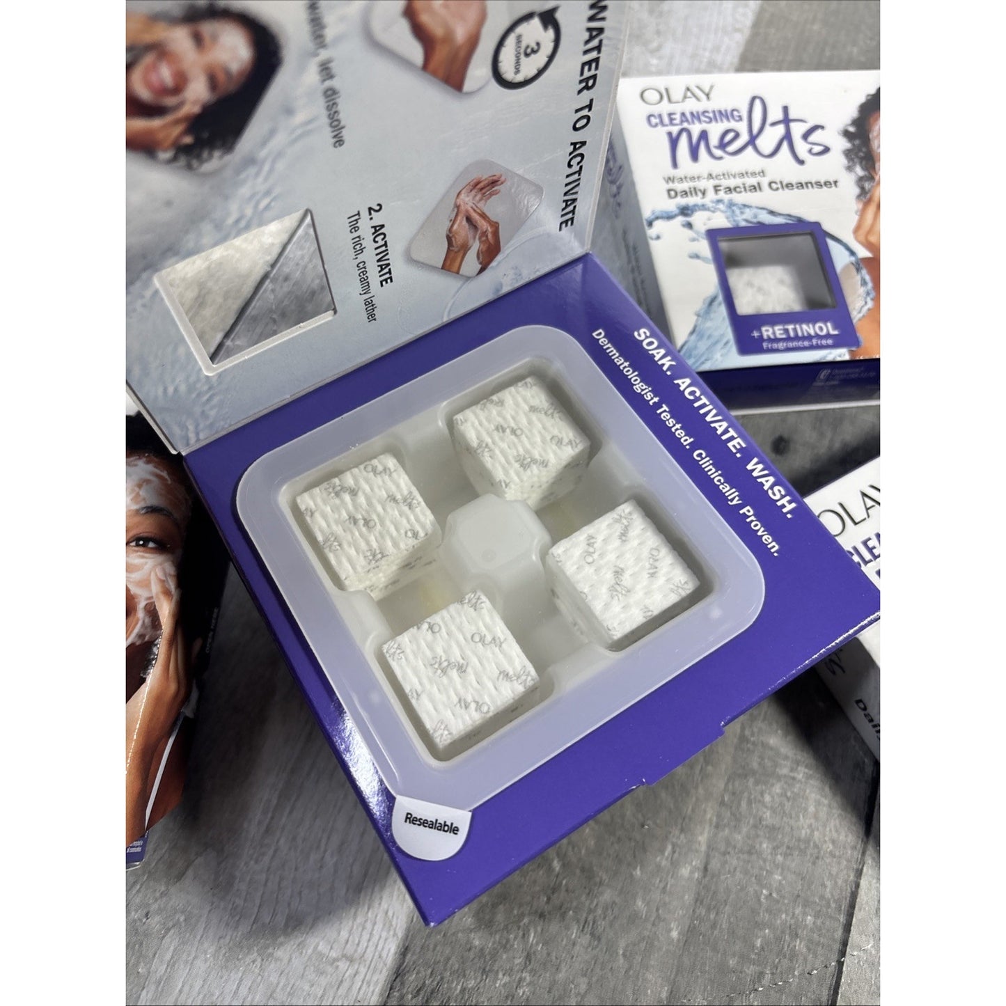Olay Cleansing Melts Retinol Fragrance-Free Facial Pads 32 Count Each (4 Pack)