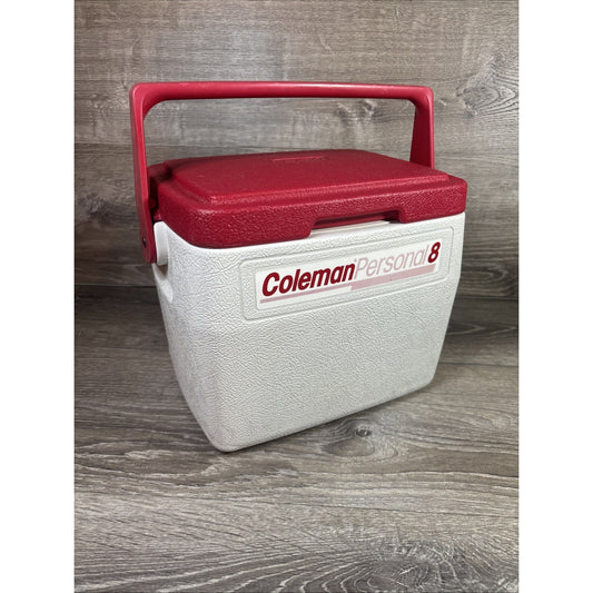 Vtg Coleman Personal 8 Cooler Flip Lid Cup Holder Red Lid Model 5272 USA