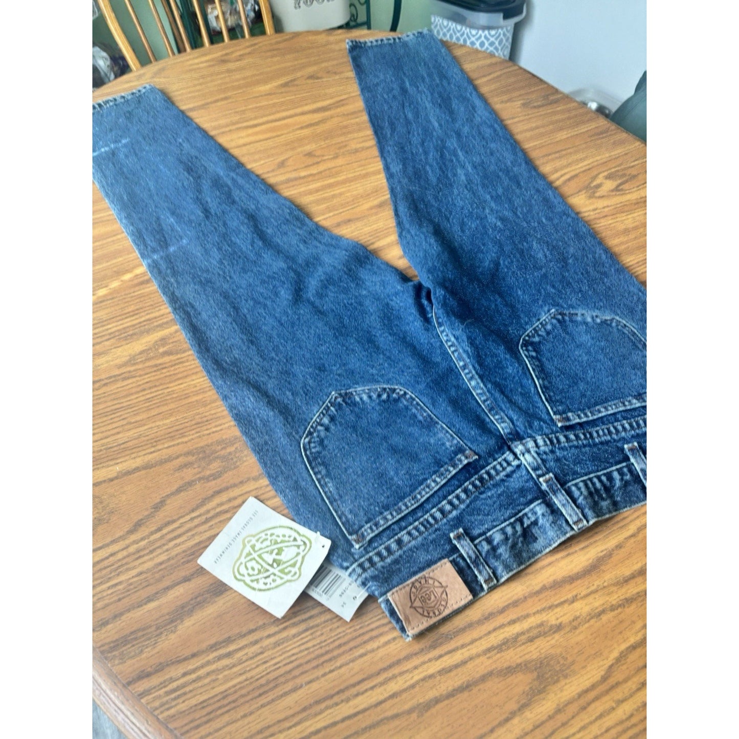 VTG 90s Lee Jeans Mens 33x34 Regular Straight Leg Dark Blue Denim USA NOS