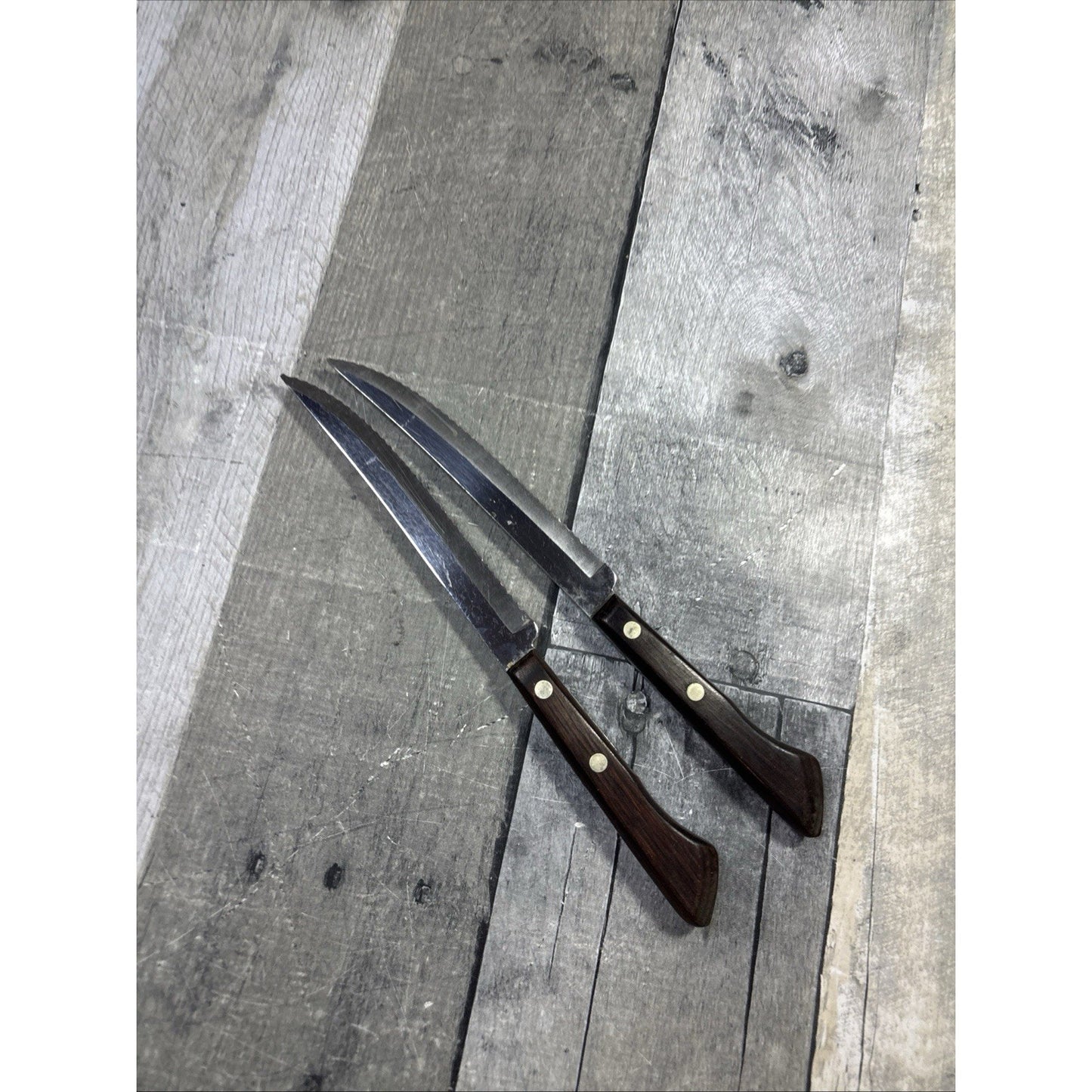 Vintage Ekco Flint Stainless Vanadium USA Steak Knives 5" Blade LOT OF 2