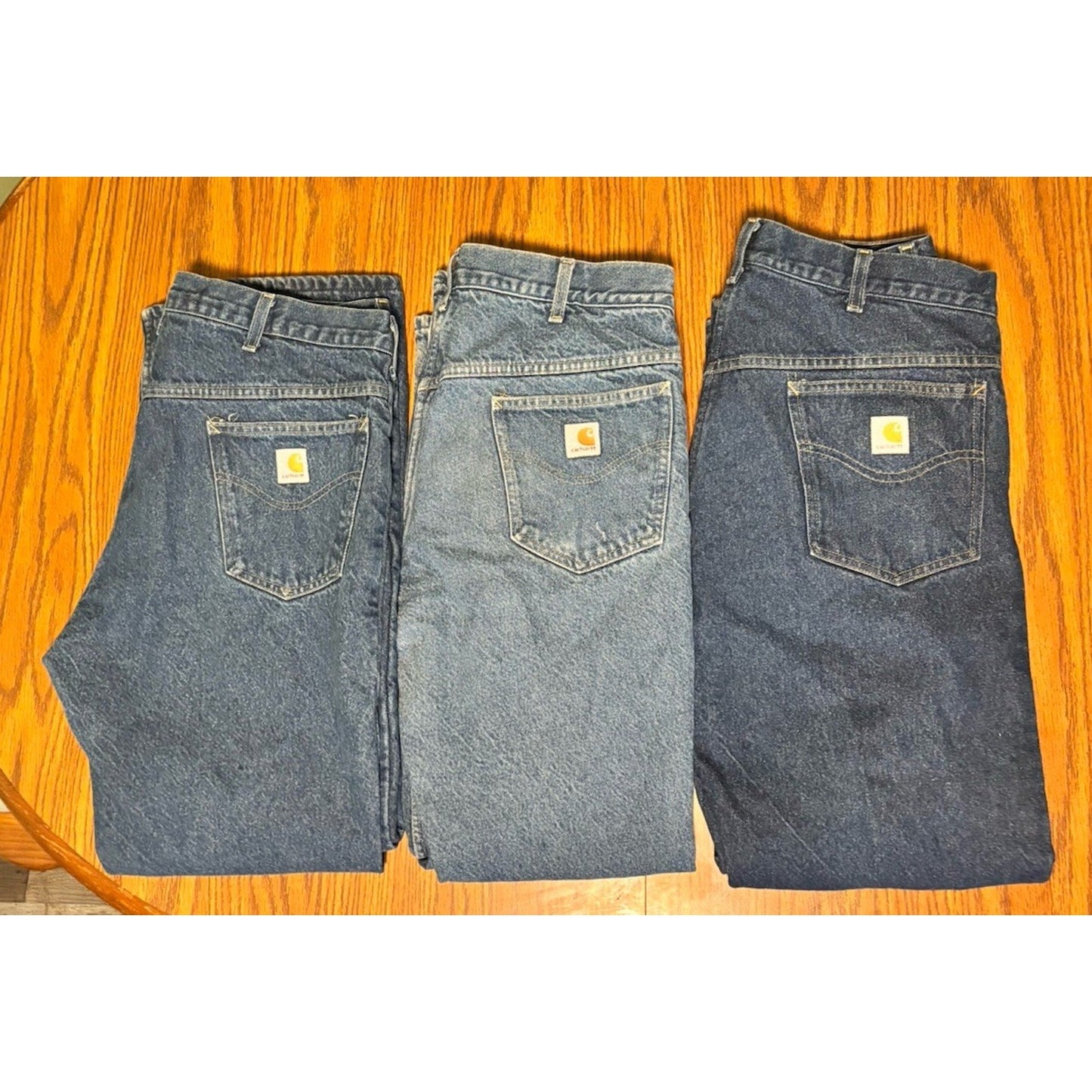 3x Vintage Carhartt Flannel Lined Jeans WF128 Made In USA Size 36x32